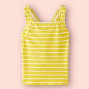 Hanna Andersson Yellow and White Striped Swim Tank Top. Size 4
